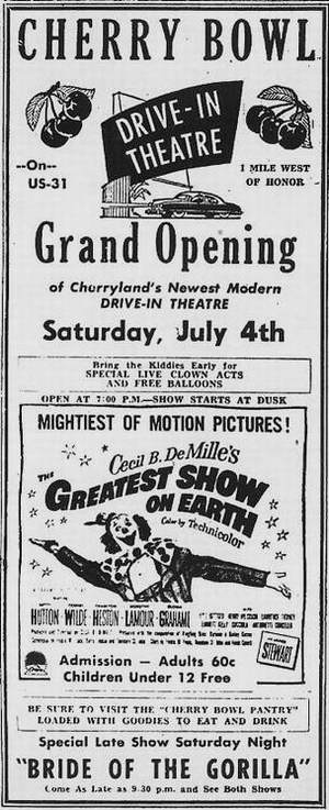 Cherry Bowl Drive-In Theatre - Old Ad From Ron Gross (newer photo)